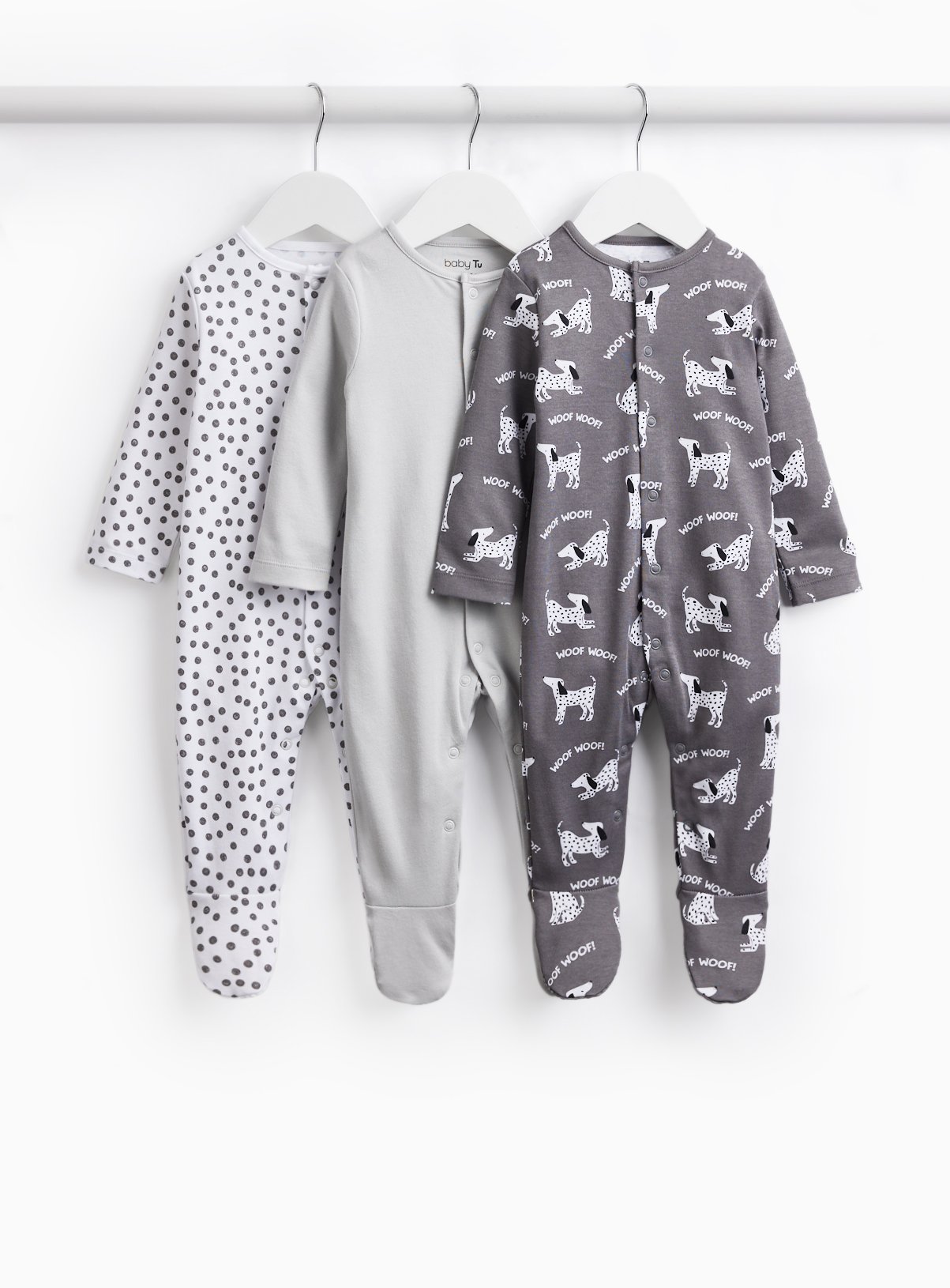 Dalmatians Print Sleepsuits 3 Pack 12-18 months - Image 1 thumbnail